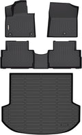 GINOWY- Floor Mats & Cargo Liner for Hyundai Santa Fe 2023-2021, TPE All Weather Protection Santa Fe Car Mats, Non-Slip Trunk Mat, Waterproof Santa Fe Car Accessories Floor Liners, Black