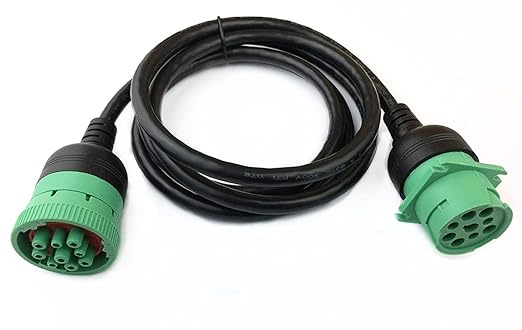 Type 2 J1939 Male to Female Extension Cable Full 9pin 20AWG 6Ft for Truck Freightliner Code Reader