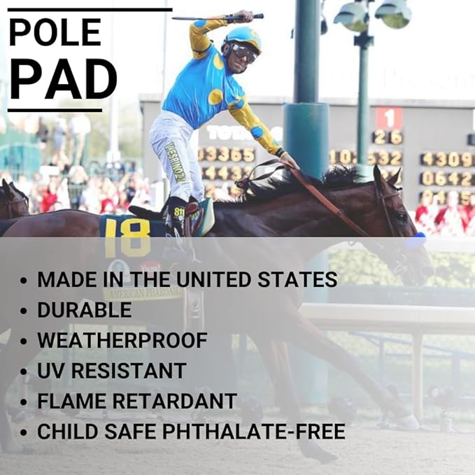 Safety Pole Pad, 4 FT Tall, 1” Thick Foam, Weatherproof, UV-Resistant, Hook/Loop Closure, Pickleball Pole Pad