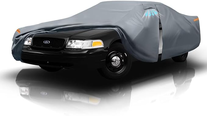 Waterproof Ford Crown Victoria(1991-2010) Car Cover with Breathable Vents, [2025 Upgrade] Premium Covers with Cotton Liner and Zipper Door, Sun Rain Snow Dust Uv Protection.(Gift with Towel)