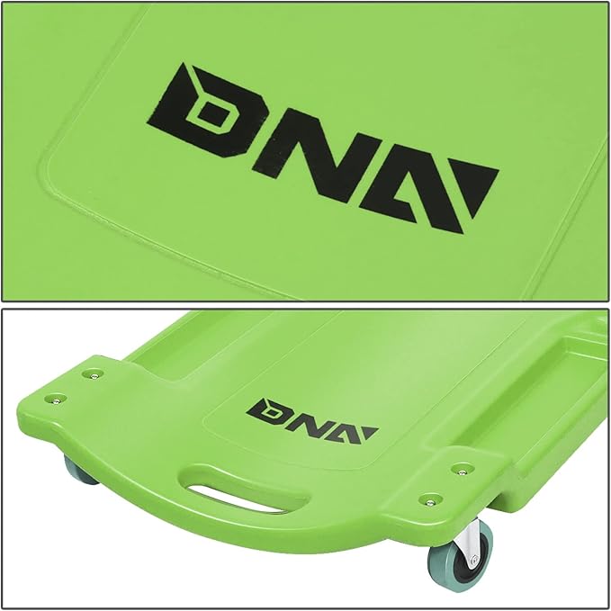 DNA MOTORING 40Inch Low Profile Plastic Rolling Garage Shop Creeper with Padded Headrest,Tool Trays & 6pcs Casters,Green, TOOLS-00218