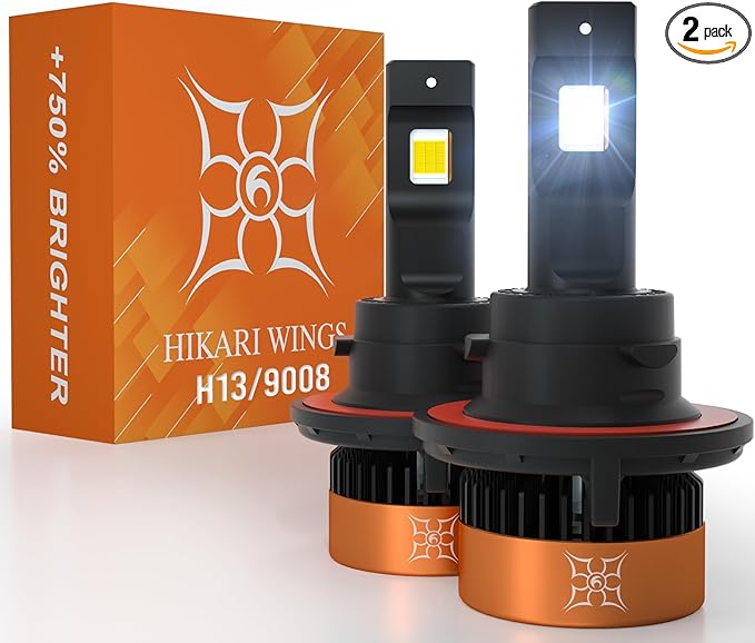HIKARI WINGS H13/9008 LED Fog light, 30000LM Pure White 6000K LED Bulbs, Plug & Play IP68 Waterproof Pack of 2