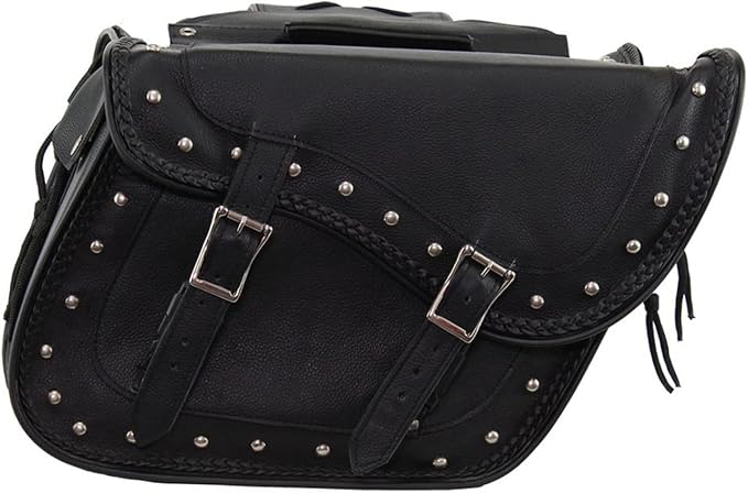 GARGOYLE BELLS Genuine Leather Motorcycle Saddle Bags Motorcycle Luggage Bag For Softails Sportsters Dyna ect