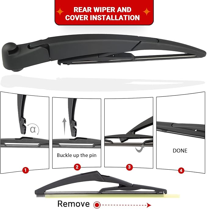 Windshield Wiper Blade Set Replacement for 2006-2011 Mini Cooper and Rear Windshield Wiper Blade-19"/18"/10" (Set of 3) U/J HOOK