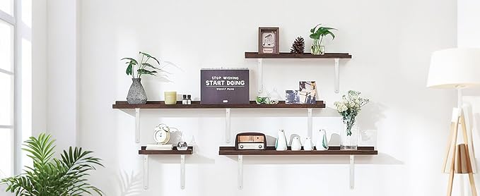 12 Pack L10 x H 8" White Heavy Duty Shelf Brackets with Screws Metal Shelf Brackets Shelf Support Angle Brackets for Shelves L Brackets Heavy Duty Floating Shelf