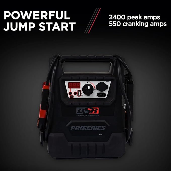 Schumacher Electric DSR ProSeries Car Battery Jump Starter, Maintainer & Portable Power Station - 12V 2400 Peak Amps & 500 Cranking Amps - with DC & USB Charging Ports - DSR158