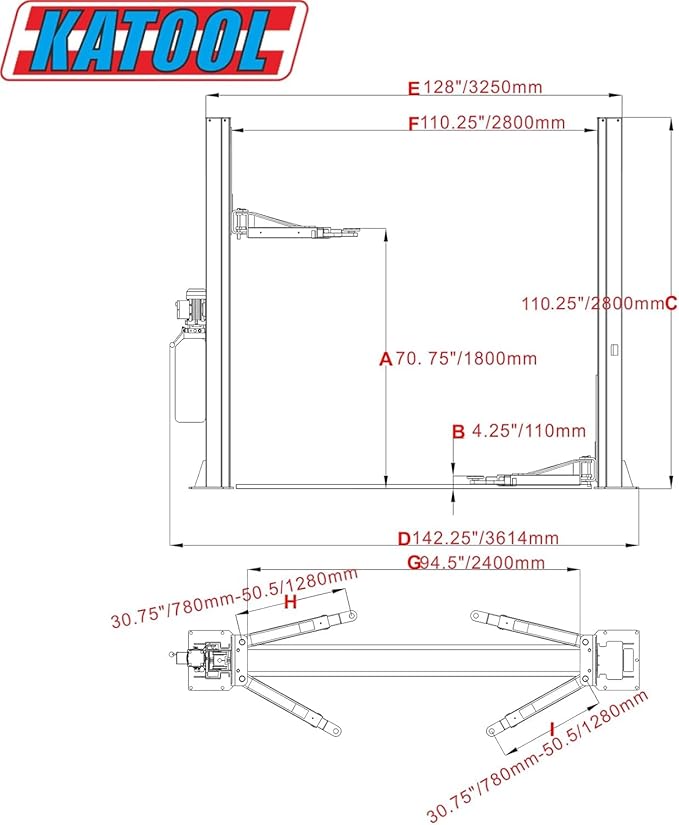 10000lbs 2 Post Lift Car Lift Auto Vehicle Car Lift Truck Hoist Floor Plate 220V (10000lbs)