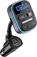 LENCENT Bluetooth FM Transmitter PD 30W, Bluetooth Car Adapter with QC3.0 Fast Charger, Hi-Fi Bass Music, Wireless Radio Receiver Hands-Free Calling, [Color Light]