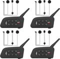 V4 Plus Motorcycle Bluetooth Helmet Intercom Headset, 4 Rides Group Communication System for Motorcycling Soccer Referees Skiing ATV/Off Road (4 Pack)