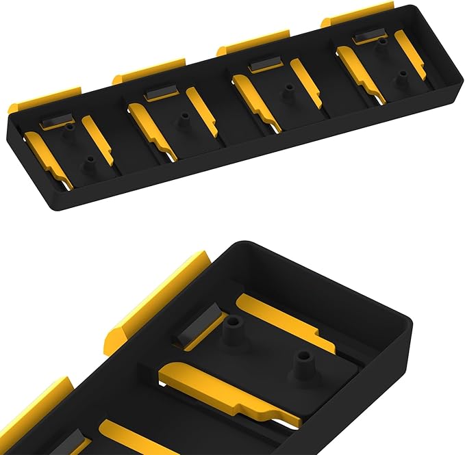 Battery Rack Compatible with DeWalt 20V Battery Holder, Mount 4 Slot Bulk Battery Garage Tool, Tools for Dewallt 20v, Wall Display Hook Holder (Black 1pc)