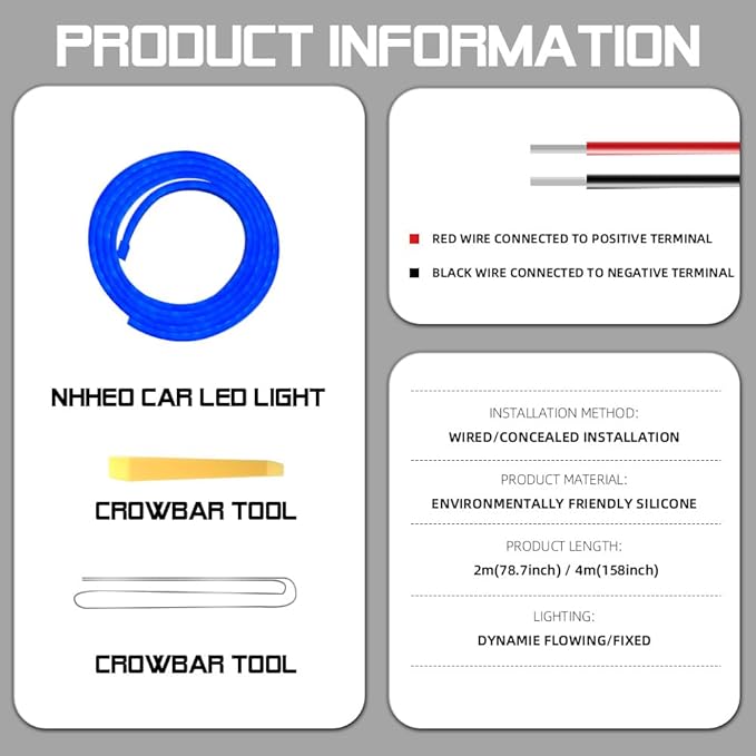 Upgrade Dynamic Flowing Car LED Trunk Light Strip, 158Inch Universal Flexible Cutting Silicone Waterproof Neon Lights Strip, 12V Interior Ambient Lighting for Cars SUVs(Blue)