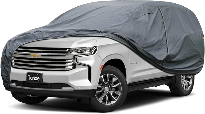 Premium Car Cover Custom Fit Chevrolet Tahoe (2007-2025), 16 Layers Heavy Duty Car Cover Waterproof All Weather with Zipper Door for Sun Rain Snow Dust Uv Protection