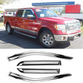94953Y Chrome Side Window Visor Wind Vent Deflector for 1999-2016 Ford F-250/F-350/F-450/F-550 Super Duty SuperCrew Cab with 4 Full Size Doors,4pcs Outside Mount Style Shade Sun Rain Guards
