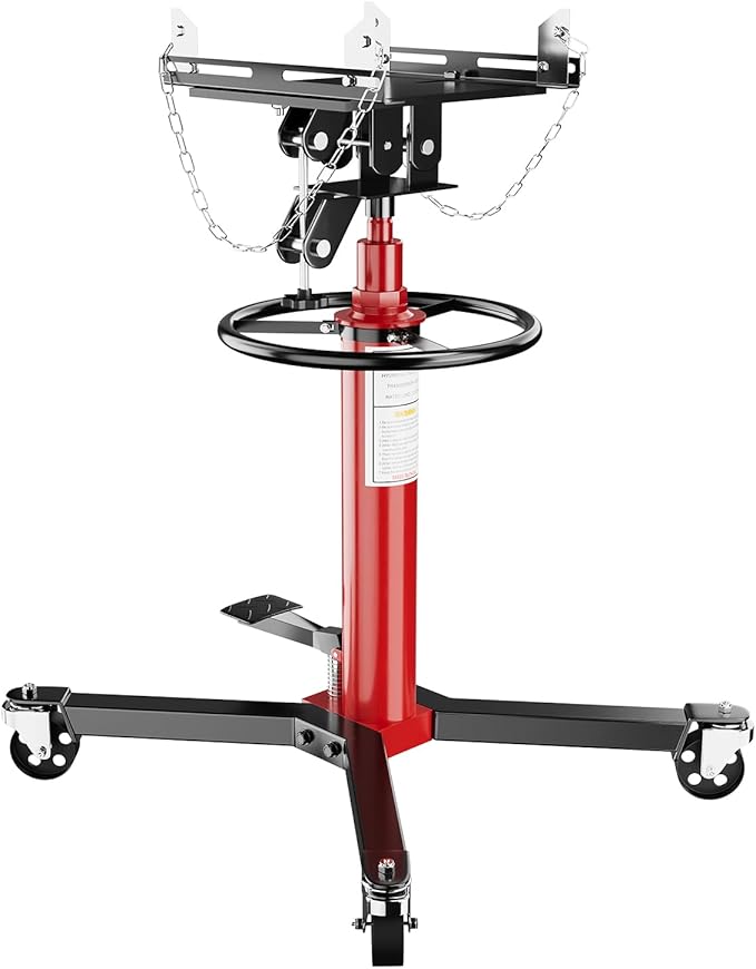 Transmission Jack, 1322lbs Hydraulic Telescoping Transmission Jack, 34.3"-68.5" High Lift, 2-Stage Transmission Jack Stand 3/5 Ton Capacity with Foot Pedal, 360° Swivel Wheel