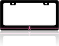 Breast Cancer Awareness License Plate Frame Pink Ribbon License Plate Holder for Front or Rear Car Tags Stainless Steel Funny Car Decoration with Screws 6.3 X 12.2 in