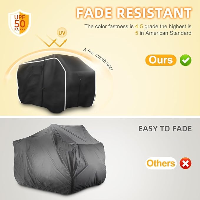 600D ATV Cover, Waterproof & Windproof 4 Wheeler Covers Outdoor Storage, Heavy Duty Quad Wheeler Cover Accessories Fit for Polaris Yamaha Suzuki Honda, 75" L x 47" W x 37" H, Black