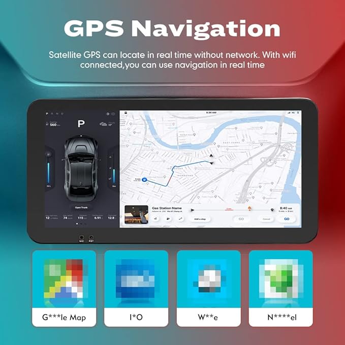 Kunfine Car CarPlay Android Auto Navigation Stereo GPS Radio Camera Display 10.33" QLED Touchscreen Headunit Tablet Media Player for Peugeot 301 2013-2022, if Applicable Octa Core 6G+128G Gloss Black