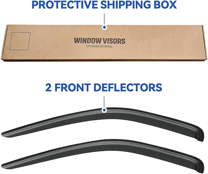 Window Visors Rain Guards Shield for 2005-2010 Dodge Dakota Club Cab, Out-Channel Window Vent Wind Deflectors Visors Shades for 05-10 Dakota Extended Cab, 2PCS