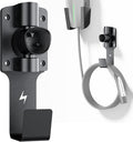for Tesla Charger Holder, with 180° Rotation Nozzle Dock, Metal J-Hook for Tesla Model 3/Y/X/S Charger Cable Car Accessories Wall Connector Organizer Extra with Mobile Connector Holder