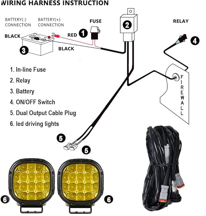 BIGLION.X 4 Inch Pair 160W 18800LM Amber Round LED Offroad Lights Yellow Fog Lights Super Bright Driving Offroad Pod Lights with Wiring Harness IP68 for Pickup Trucks UTV ATV SUV
