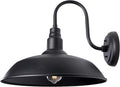 16 Inch Dome Barn Light for Porch, Large Gooseneck Outdoor Light Fixture for Farmhouse, Barn Style Exterior Patio Wall Lights for Garage, Black Outside Wall Sconce for Front Door, House