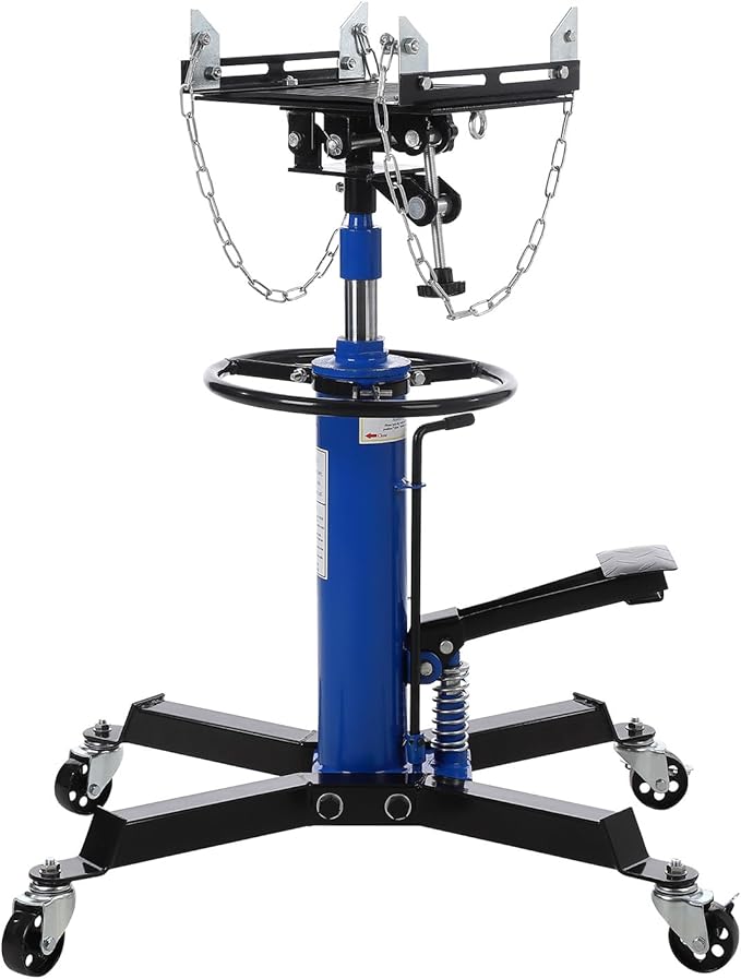 Hydraulic Transmission Jack 1100 LBS Capacity 33.8"-72.8" Lifting Height 2 Stage Hydraulic Telescoping Jack, Trans Jack Stand Heavy Duty with Foot Pedal and 360° Swivel Wheel, Blue
