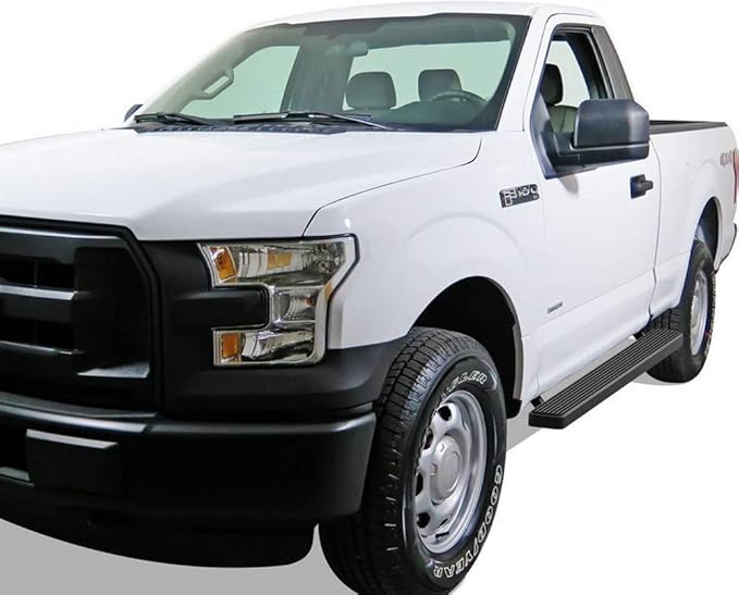 APS Running Boards 5-inch Black Compatible with Ford F150 2015-2025 Regular Cab & F-250 F-350 Super Duty 2017-2025 Stainless Steel (Nerf Bars Side Steps Side Bars)