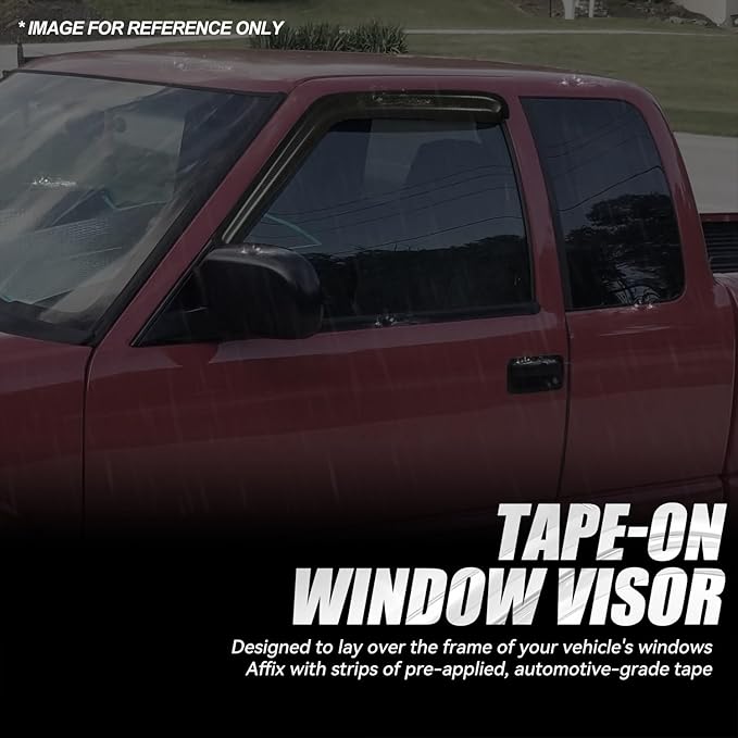 Auto Dynasty 2Pcs Carbon Fiber Pattern Window Visors Compatible with 1994-2003 Chevy S10 Blazer GMC Sonoma Jimmy, Tape-On Front Window Deflectors Rain Guards Sun Wind Air Side Vent Shade, Glossy Black