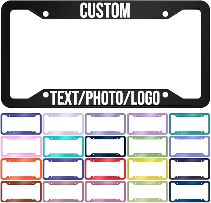 Custom License Plate Frame – Personalized License Plate Holder with Photo & Text – Rust-Proof Aluminum Car Tag Cover for Front/Rear, Car Accessory for Men & Women, Includes Screws, 12"x6"