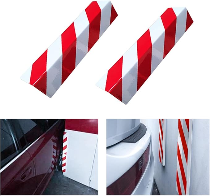 2 Packs 40 * 15 * 1.5cm Garage Wall Protector Foam Wall Corner Guard for Parking Garages Wall Edge Protector with Reflective Safety Stripe, Self-Adhesive (Red-White)