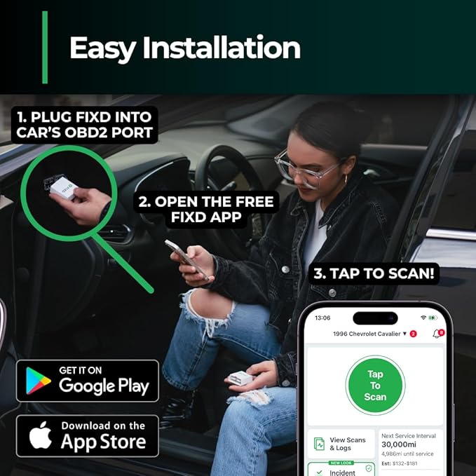 FIXD Bluetooth OBD2 Scanner for Car - Car Code Readers & Scan Tools for iPhone & Android - Wireless OBD2 Auto Diagnostic Tool to Check Engine & Fix All Cars & Vehicles ‘96 or Newer (2 Pack)