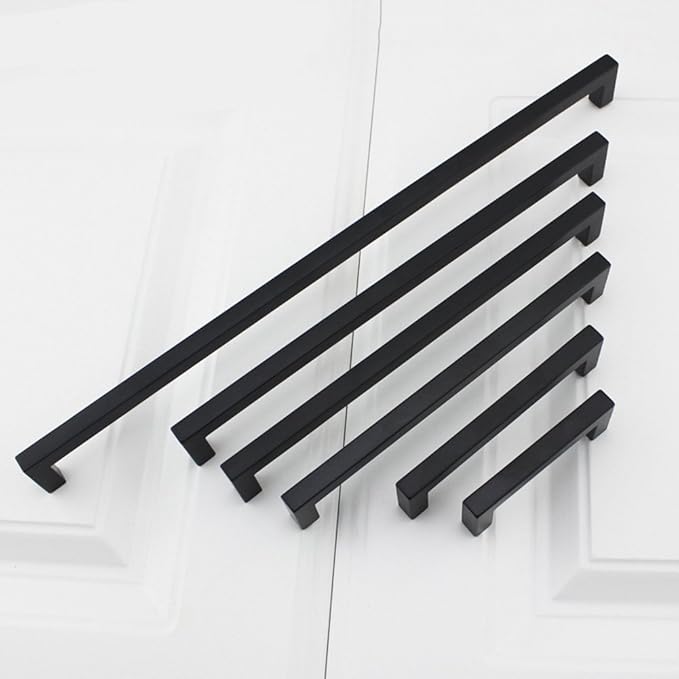 Goldenwarm 1 Pack Black Square Bar Cabinet Pull Drawer Handle Stainless Steel Modern Hardware for Kitchen and Bathroom Cabinets Cupboard,Center to Center 3-3/4in (96mm)