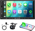 7 Inch Double Din Car Stereo with Wireless Apple Carplay & Android Auto Navi Radio Head Unit with Touch Screen Bluetooth AM/FM Receiver/Mirror Link/Backup Camera/TF/AUX/USB Input