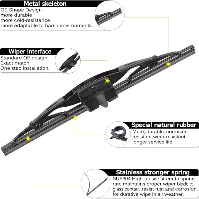 AUTOBOO 16"+14"+14" Windshield Wipers with 10" Rear Wiper Blade Replacement for Toyota FJ Cruiser 2014 2013 2012 2011 2010 2009 2008 2007-Original Factory Quality (Pack of 4)