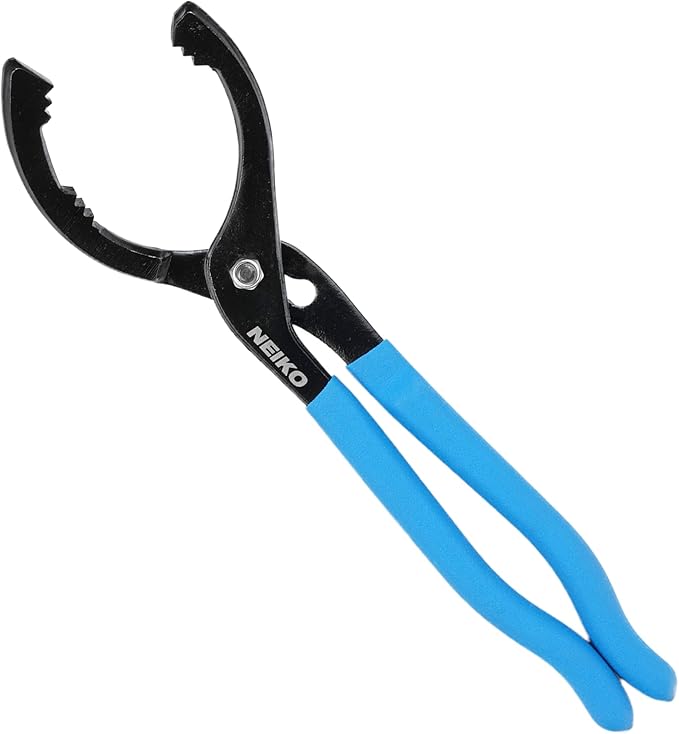 NEIKO 03422A Oil Filter Wrench, 12” Adjustable Oil Filter Pliers, 3 Adjustable Positions, Fits 2-3/8” to 4-1/2”, Oil Change Tools, Filter Removal Tool