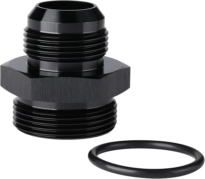 16AN Male Flare to 20AN ORB O-ring Boss Fuel Pump Rail Adapter Fitting Aluminum Black