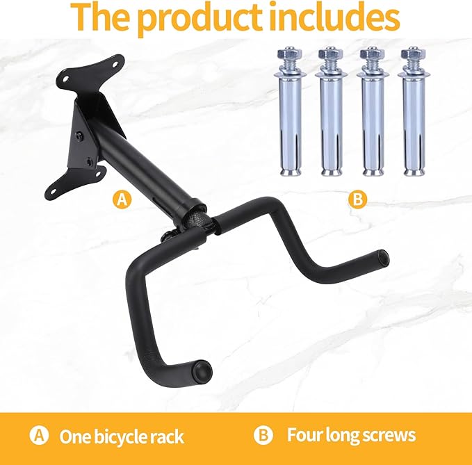 Bike Wall Parking Stand - Adjustable Horizontal Bicycle Storage Rack for Garage and Home - Metal Hook Holder for Road, Mountain, and Hybrid Bikes