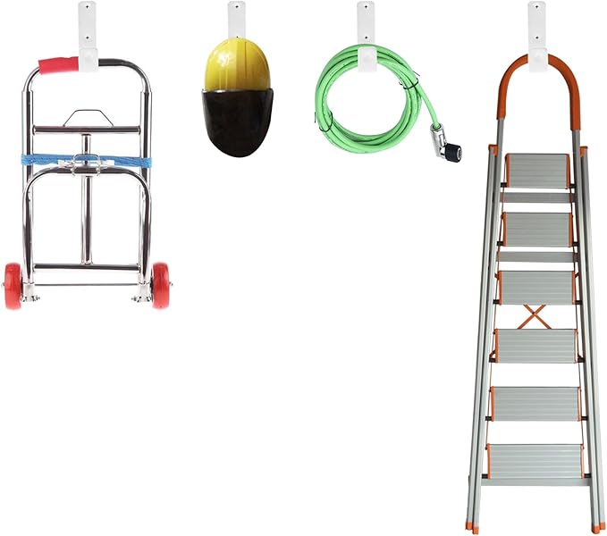 Bunk Bed Ladder Hooks Brackets, Iron Bed Ladder Hook,PVC Coated Angled Ladder Hooks,Heavy Duty Replacement Hardware Utility Hooks,Loft Garage Storage Hooks,J Brackets Hooks with Screws White