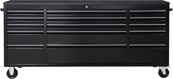 CT Copper Tailor 72-inch Rolling Tool Chest with 15 Drawers and Wheels, Mobile Garage Workbench, Large Tool Box Storage Tool Cabine with Wood Top for Workshop, Matte Black