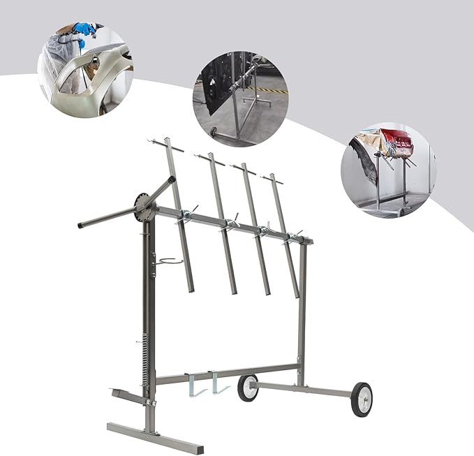Adjustable Car Body Paint Rack, Paint Stand Repair Work Stand, Bumper/Body Panel/Door Hood Stand Holder, Auto Body Tool for Garages, Repair Shops, and DIY