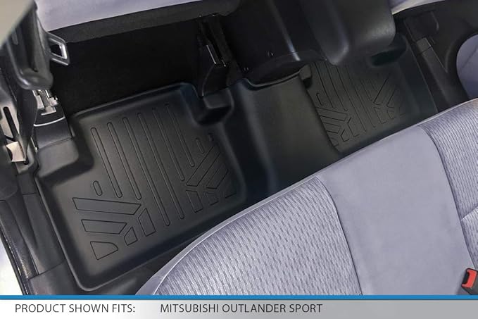 SMARTLINER Custom Fit Floor Mats 2 Row Liner Set Compatible with 2011-2024 Mitsubishi Outlander Sport