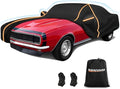 Car Cover for Chevy Camaro 1967-1981, Waterproof 210D Oxford Cloth and Cotton Cover Outdoor Full Car Covers with Zipper Windproof Heavy Duty All Weather with Wind, Sun, UV and Dust Protectio