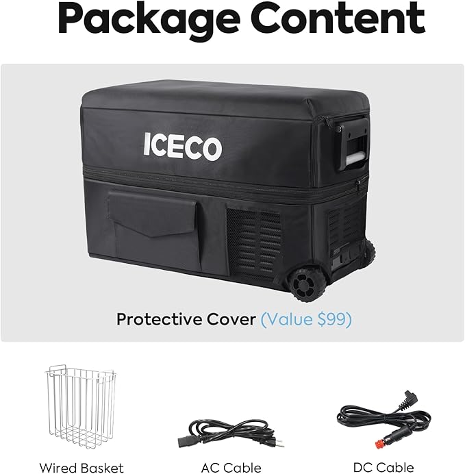 ICECO JP40 Pro 12 Volt Car Refrigerator, Portable Fridge Freezer for Camping, Car Fridge Powered by SECOP, 12V refrigerator for Car & Home, DC 12/24V, AC 110/240V, Multi-directional Lid