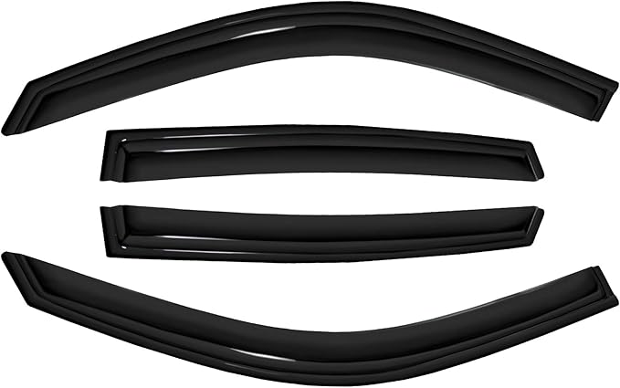 4pc Sun Rain Guards Window Visor Wind Deflector Compatible with Toyota Prius XW20 06-09 Dark Smoke 94963