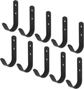10 Pack Black Steel J Hook, 4-1/4" x 2-1/8" Wall Mount Utility Hook for Hanging Garage Storage
