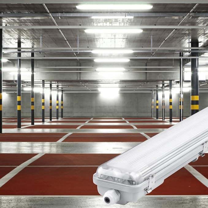 4FT Vapor Tight LED Light Fixture 4200LM 48W, 6500K Bright White IP65 Waterproof for Warehosue, Factory, Workshop, Garage, Car Wash，Indoor/Outdoor Ceiling Lights (8-Pack)