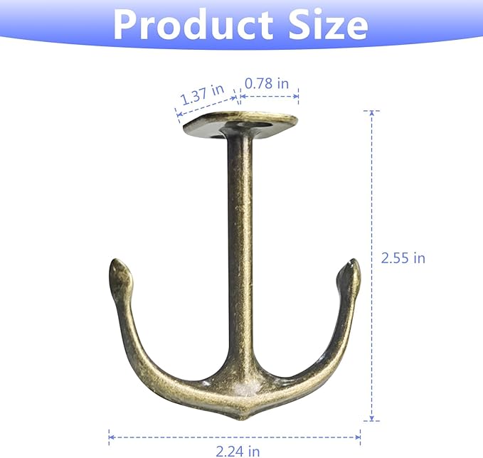 Anchor Two Prong Ceiling Hook for Closet Top Bathroom Kitchen Cabinet Garage Pack of 8 (Bronze)
