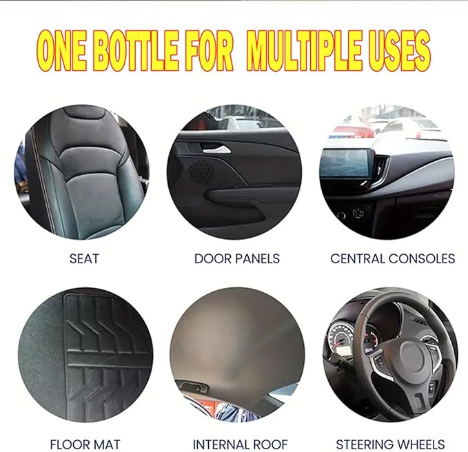 Multi-Purpose Car Interior Fabric Clean Polish Spray,Applies To Vehicle Seat、Upholstery、Headliner Cleaner,Vehicle Interior Polish Spray (2PCS)