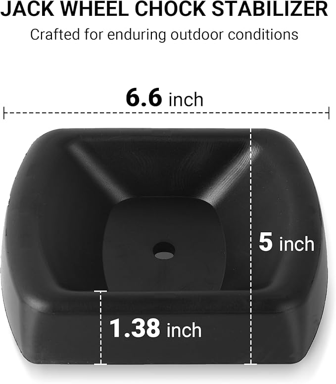 AR-PRO Jack Wheel Chock Stabilizer - Heavy Duty Rubber Travel Trailer Jack Caster Wheel Dock 6" Single Wheel Stopper for Boat RV Trailers and Caravans