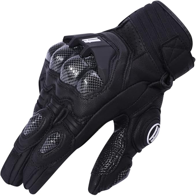 Harssidanzar Breathable Leather Motorcycle Gloves Touchscreen for Men Women KM046